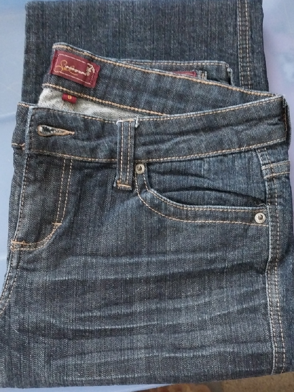 Underground Soul Boot Cut Jeans in Dark Blue with Contrast Stitching